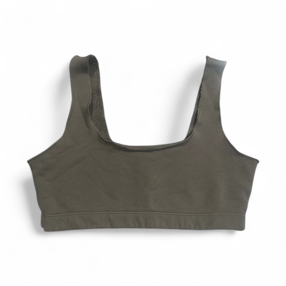 SKIMS Olive Green Scoop Neck fleece Sports Bra